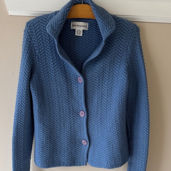 Bloomingdale's Sweaters - Bloomingdale's Dusty Blue Knit Button-Front Jacket/Cardigan